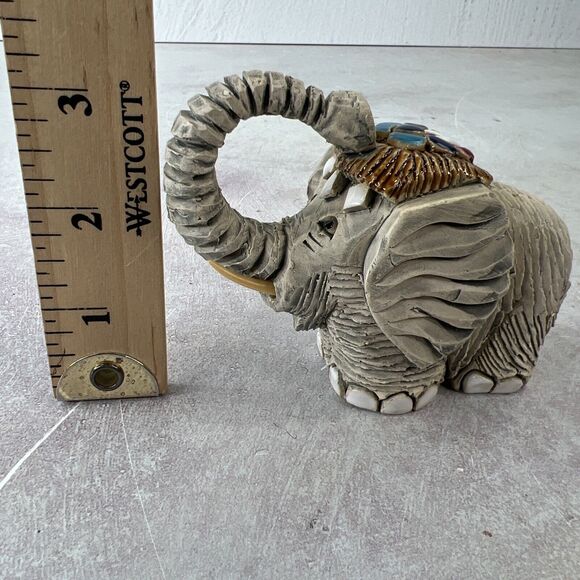 Elephant Figurine Artesania Rinconada GIFT Trunk Up VTG MCM BOHO - Picture 9 of 11